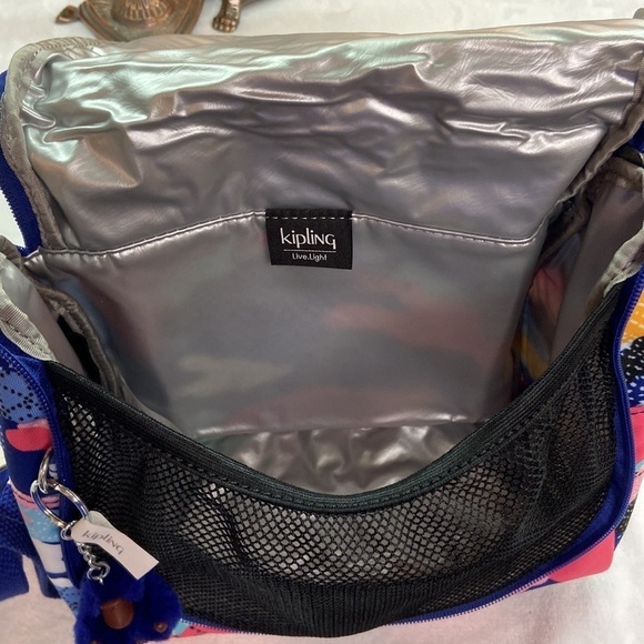 Kipling Live Light Lunch Bag Geometric Design With Monkey NWT - Picture 11 of 13